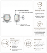 Load image into Gallery viewer, 925 Sterling Silver Opal Halo Earrings, Square Shaped Halo Stud Earrings, Sparkling Cz Stud Earrings