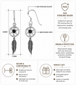 Load image into Gallery viewer, 925 Sterling Silver Dream Catcher Earrings, Onyx Dream Catcher Feather Earrings, Dream Catcher Earrings, Bohemian Free Spirit Jewelry, Oxidize  Dangle Jewelry, Fish Hook Earrings, Hypoallergenic Earrings