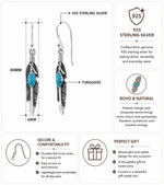 Load image into Gallery viewer, 925 Sterling Silver Feather Oval Blue Turquoise Earrings, Blue Oval Turquoise Earrings, Turquoise Feather Earrings, Oxidize Feather Earring, Oxidize Jewelry, Fish Hook Earrings, Dangle Earrings, Hypoallergenic Feather Earrings