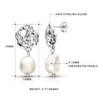Load image into Gallery viewer, 925 Sterling Silver Freshwater Cultured Pearl Earrings, Pearl Earrings, Dangle Pearl Earrings, Pearl Wedding Earrings, Silver Pearl Earrings, Hypoallergenic Dangle Earrings

