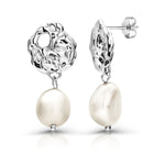 Load image into Gallery viewer, 925 Sterling Silver Freshwater Cultured Pearl Earrings, Pearl Earrings, Dangle Pearl Earrings, Pearl Wedding Earrings, Silver Pearl Earrings, Hypoallergenic Dangle Earrings
