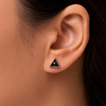 Load image into Gallery viewer, 925 Sterling Silver Triangle Navy Blue Goldstone Studs Earrings, Triangle Studs, Oxidize Triangle Studs, Silver Triangle Studs, Blue Stone Studs, Silver Studs