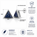 Load image into Gallery viewer, 925 Sterling Silver Triangle Navy Blue Goldstone Studs Earrings, Triangle Studs, Oxidize Triangle Studs, Silver Triangle Studs, Blue Stone Studs, Silver Studs