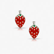 925 Sterling Silver Strawberry Studs,strawberry Studs, Fruit stud Earrings, Berry Studs, Silver Studs, Red Strawberry Studs