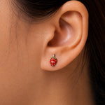 Load image into Gallery viewer, 925 Sterling Silver Strawberry Studs,strawberry Studs, Fruit stud Earrings, Berry Studs, Silver Studs, Red Strawberry Studs