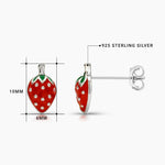 Load image into Gallery viewer, 925 Sterling Silver Strawberry Studs,strawberry Studs, Fruit stud Earrings, Berry Studs, Silver Studs, Red Strawberry Studs
