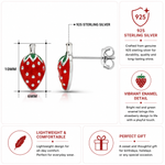 Load image into Gallery viewer, 925 Sterling Silver Strawberry Studs,strawberry Studs, Fruit stud Earrings, Berry Studs, Silver Studs, Red Strawberry Studs