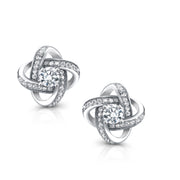 925 Sterling Silver Knot  Stud earrings, Cz Knot Studs, Silver Knot Stud Earrings, Love Knot Studs, Friction Back Studs, Hypoallergenic Studs
