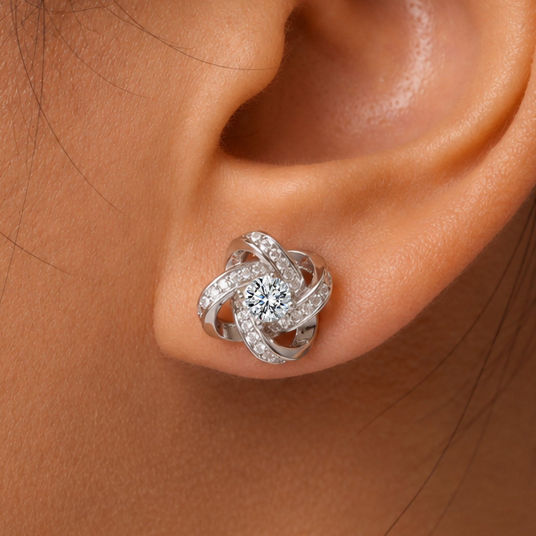 925 Sterling Silver Knot  Stud earrings, Cz Knot Studs, Silver Knot Stud Earrings, Love Knot Studs, Friction Back Studs, Hypoallergenic Studs