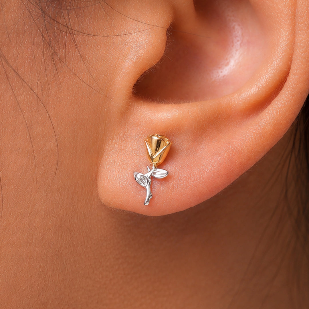 925 Sterling Silver Rose Studs, Flower Studs, Rose Flower Studs, Rose Flower Charm Stud Earrings, Flower Jewelry, Hypoallergenic Stud Earrings