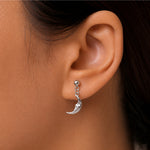 Load image into Gallery viewer, 925 Sterling Silver Charming Crescent Moon Face Silver Dangle Earrings, Moon Earrings, Space Earrings, Crescent Moon Earrings, Celestial Earrings, Moon Dangle Earrings, Hypoallergenic Earrings