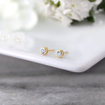 Load image into Gallery viewer, 14K Solid Yellow Gold Bezel- Set Stud Earrings, Cz Bezel Stud Earrings, Bezel Stud Earrings, Classic Gold Studs, Friction Back Studs