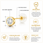 Load image into Gallery viewer, 14K Solid Yellow Gold Bezel- Set Stud Earrings, Cz Bezel Stud Earrings, Bezel Stud Earrings, Classic Gold Studs, Friction Back Studs