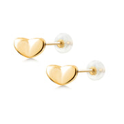14K Solid Yellow Gold Heart Studs, Heart Studs Earrings, Dainty Heart Studs,Tiny Studs, Puff Heart Studs
