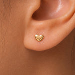 Load image into Gallery viewer, 14K Solid Yellow Gold Heart Studs, Heart Studs Earrings, Dainty Heart Studs,Tiny Studs, Puff Heart Studs