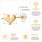 Load image into Gallery viewer, 14K Solid Yellow Gold Heart Studs, Heart Studs Earrings, Dainty Heart Studs,Tiny Studs, Puff Heart Studs