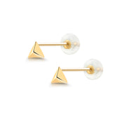14K Yellow Gold Triangle Studs