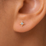 Load image into Gallery viewer, 14K Solid Yellow Gold Cz North Star Studs, Cz Studs, Dainty Studs, Tiny Studs, Cz Star Studs, Gold Star Studs