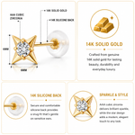 Load image into Gallery viewer, 14K Solid Yellow Gold Cz North Star Studs, Cz Studs, Dainty Studs, Tiny Studs, Cz Star Studs, Gold Star Studs