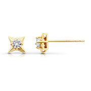 14K Solid Yellow Gold Cz North Star Studs, Cz Studs, Dainty Studs, Tiny Studs, Cz Star Studs, Gold Star Studs