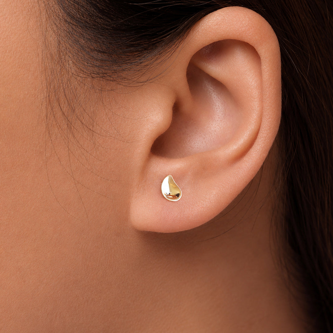 14K Yellow Gold Teardrop Earrings Studs, Gold Teardrop Studs, Tiny Studs, Dainty Drop Studs, Gold Studs, Drop Studs