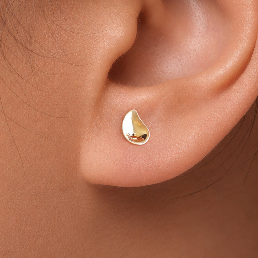 14K Yellow Gold Teardrop Earrings Studs, Gold Teardrop Studs, Tiny Studs, Dainty Drop Studs, Gold Studs, Drop Studs