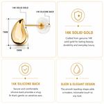 Load image into Gallery viewer, 14K Yellow Gold Teardrop Earrings Studs, Gold Teardrop Studs, Tiny Studs, Dainty Drop Studs, Gold Studs, Drop Studs