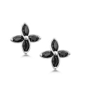 925 Sterling Silver Onyx  Marquise Cut Earrings, Marquise Onyx Stud Earrings, Sterling Silver Onyx Marquise Cut Earrings, Minimalist Flower Earrings, Floral Studs, Onyx Stud, Tiny Studs, Dainty Studs