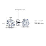 Load image into Gallery viewer, 925 Sterling Silver 2.0 Cttw 6.5mm Round DEF Color Moissanite Martini Studs, Three Prong Studs, Martini Studs, Lab Created Moissanite Martini Studs
