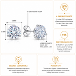 Load image into Gallery viewer, 925 Sterling Silver 2.0 Cttw 6.5mm Round DEF Color Moissanite Martini Studs, Three Prong Studs, Martini Studs, Lab Created Moissanite Martini Studs