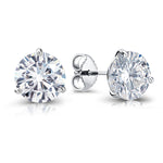 Load image into Gallery viewer, 925 Sterling Silver 2.0 Cttw 6.5mm Round DEF Color Moissanite Martini Studs, Three Prong Studs, Martini Studs, Lab Created Moissanite Martini Studs
