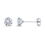 Load image into Gallery viewer, 925 Sterling Silver 5mm Round 0.82Cttw DEF Color Moissanite Martini Studs, Three Prong Martini Studs, Martini Studs, 5mm Round Created Moissanite Martini Studs
