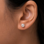 Load image into Gallery viewer, 925 Sterling Silver 5mm Round 0.82Cttw DEF Color Moissanite Martini Studs, Three Prong Martini Studs, Martini Studs, 5mm Round Created Moissanite Martini Studs