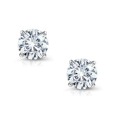 925 Sterling Silver 5mm Round 0.82Cttw DEF Color Moissanite Studs,  Lab Created Moissanite Studs, Moissanite Basket Setting Studs, Friction Back Studs