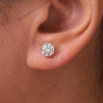 Load image into Gallery viewer, 925 Sterling Silver 5mm Round 0.82Cttw DEF Color Moissanite Studs,  Lab Created Moissanite Studs, Moissanite Basket Setting Studs, Friction Back Studs
