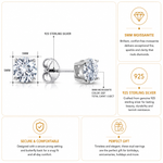 Load image into Gallery viewer, 925 Sterling Silver 5mm Round 0.82Cttw DEF Color Moissanite Studs,  Lab Created Moissanite Studs, Moissanite Basket Setting Studs, Friction Back Studs