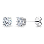 Load image into Gallery viewer, 925 Sterling Silver 5mm Round 0.82Cttw DEF Color Moissanite Studs,  Lab Created Moissanite Studs, Moissanite Basket Setting Studs, Friction Back Studs
