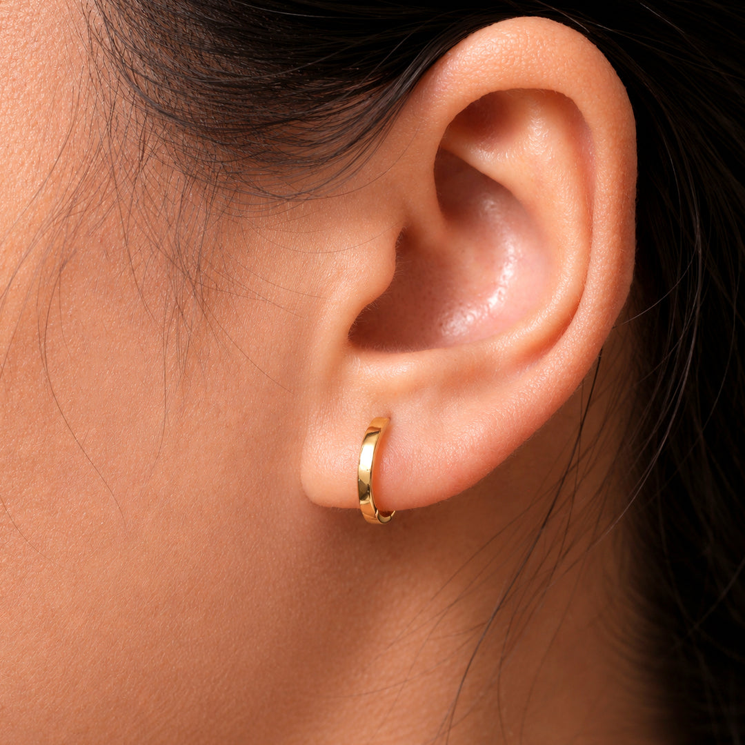 Solid 14K Yellow Gold Huggies, Hoop Huggies Earrings, Huggies, Dainty Hoop Earrings, Tiny Huggies Earrings, Circle Huggies, Yellow Gold Huggies, Classic Huggies