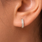 Load image into Gallery viewer, 925 Sterling Silver Cz  Huggies, Cz Huggies Earrings, Cz Huggies, Dainty huggies, Tiny Huggies, Silver Earrings, Classic Cz Huggies, Hypoallergenic Huggies