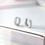 Load image into Gallery viewer, 925 Sterling Silver Cz  Huggies, Cz Huggies Earrings, Cz Huggies, Dainty huggies, Tiny Huggies, Silver Earrings, Classic Cz Huggies, Hypoallergenic Huggies
