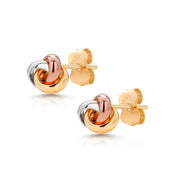14K Multi Color Gold Knot Studs, Multi color Gold Studs, Knot Studs, Dainty Studs, Gold Studs, Love Knot Studs, Tri Color Gold Knot Studs, Tiny Gold Studs