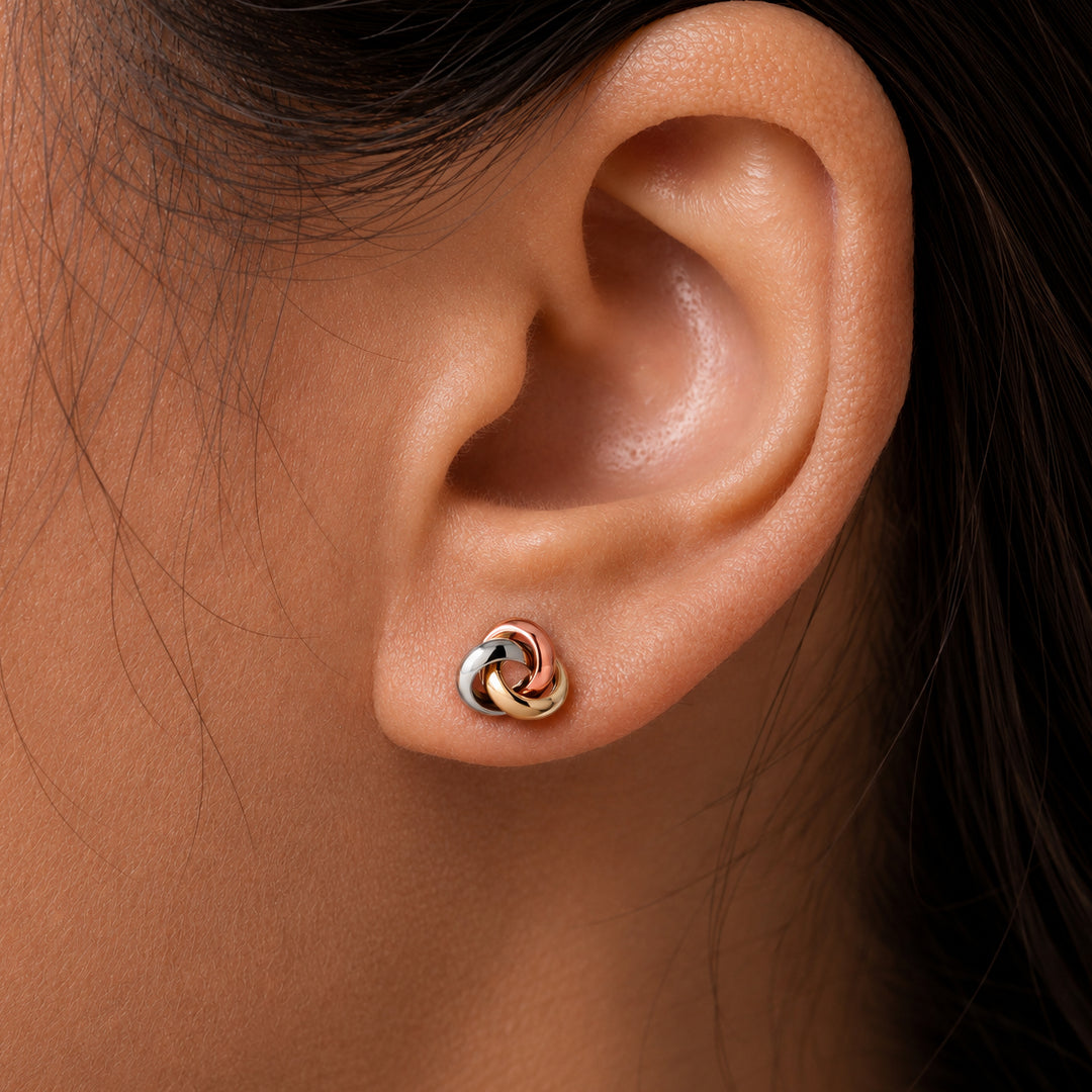 14K Multi Color Gold Knot Studs, Multi color Gold Studs, Knot Studs, Dainty Studs, Gold Studs, Love Knot Studs, Tri Color Gold Knot Studs, Tiny Gold Studs