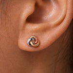 Load image into Gallery viewer, 14K Multi Color Gold Knot Studs, Multi color Gold Studs, Knot Studs, Dainty Studs, Gold Studs, Love Knot Studs, Tri Color Gold Knot Studs, Tiny Gold Studs