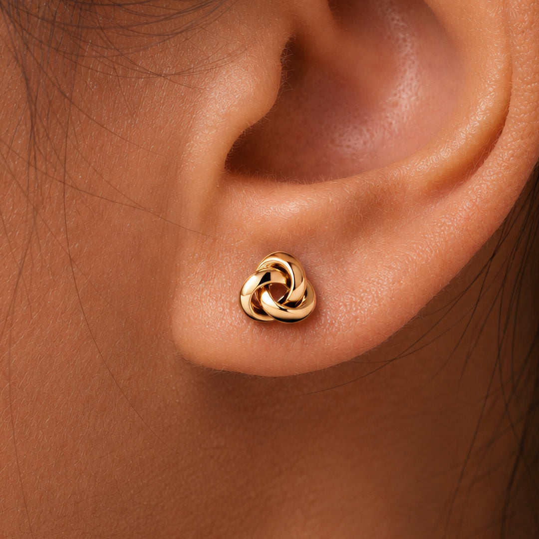 14K Yellow Gold Knot Studs, Gold Knot Studs, Knot Studs, Dainty Studs, Gold Studs,Love Knot Studs, Minimalist Stud, Push Back Studs, Tiny Studs