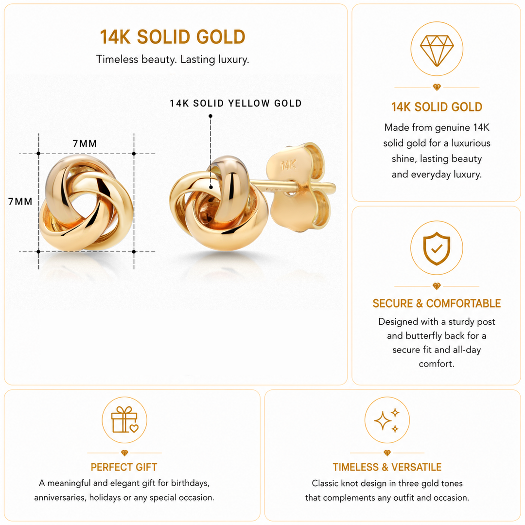 14K Yellow Gold Knot Studs, Gold Knot Studs, Knot Studs, Dainty Studs, Gold Studs,Love Knot Studs, Minimalist Stud, Push Back Studs, Tiny Studs
