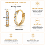 Load image into Gallery viewer, 14K Solid Yellow Gold Cz Huggies, Gold Huggies Earrings, Cz Huggies, Round Huggies Earrings, Gold Earrings, Tiny Cz Huggies, Yellow Gold Huggies, Classic Huggies, Dainty Gold Huggies