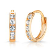 14K Solid Yellow Gold Cz Huggies, Gold Huggies Earrings, Cz Huggies, Round Huggies Earrings, Gold Earrings, Tiny Cz Huggies, Yellow Gold Huggies, Classic Huggies, Dainty Gold Huggies