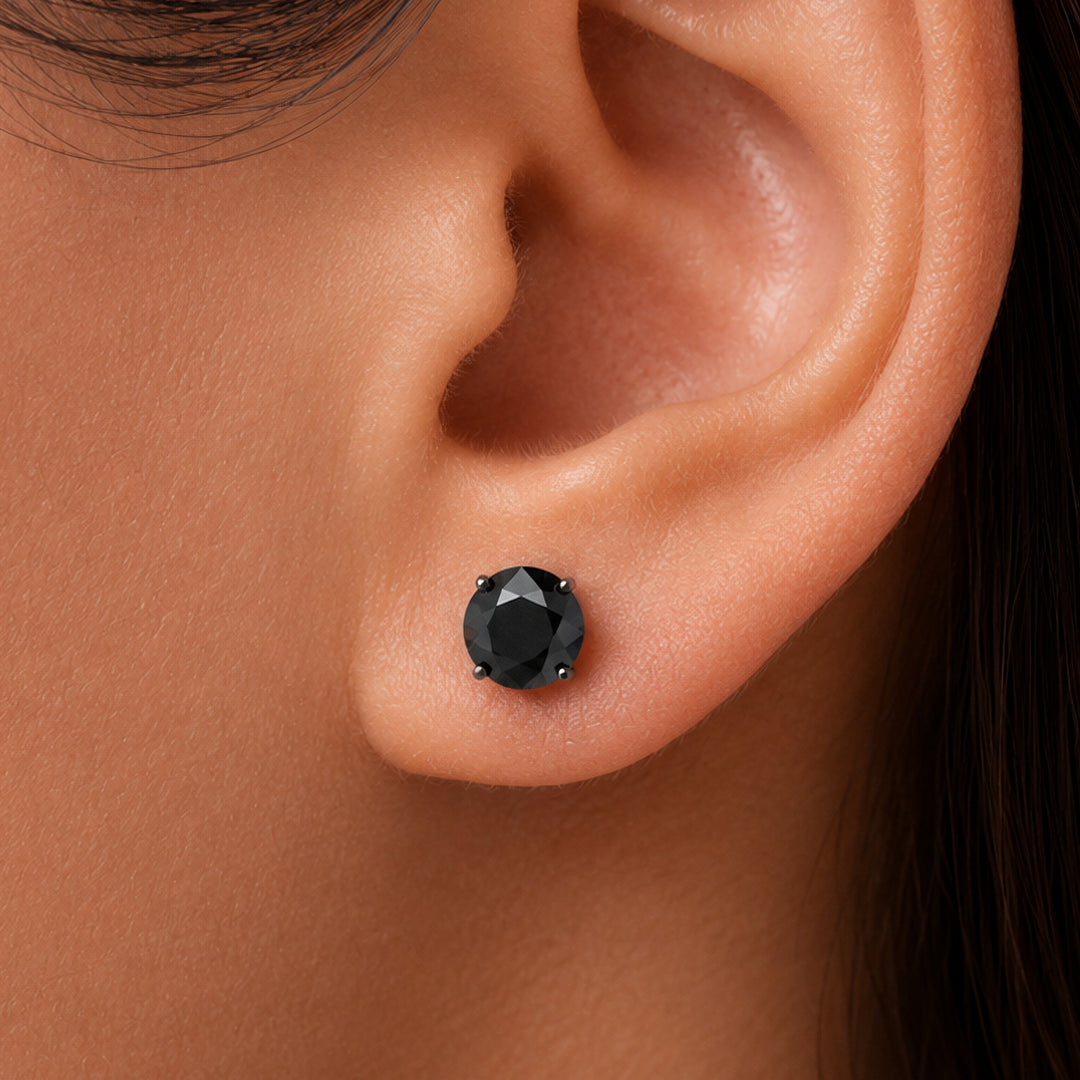 925 Sterling Silver Martini Stud Earrings, Black CZ Studs, Martini Set Push Back Studs, Dainty Martini Studs, Classic Martini studs, Hypoallergenic Studs