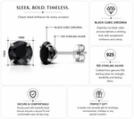 Load image into Gallery viewer, 925 Sterling Silver Martini Stud Earrings, Black CZ Studs, Martini Set Push Back Studs, Dainty Martini Studs, Classic Martini studs, Hypoallergenic Studs
