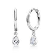 925 Sterling Silver Teardrop Huggies Earrings, Cz  Huggies Earrings, Teardrop Cz Dangle Huggies, 14k Gold Plated Teardrop Huggies, Hypoallergenic Huggies